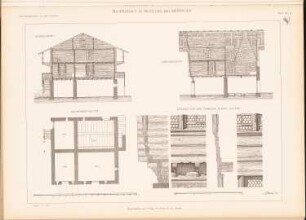 Bauernhaus, Wittingen: Grundriss, Querschnitt, Längschnitt, Details (aus: Das Bauernhaus in der Schweiz, hrsg.v. Schweiz. Ingenieur- und Architektenverein, 1903)