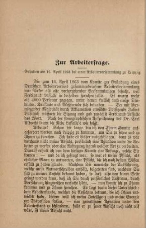 Zur Arbeiterfrage.
