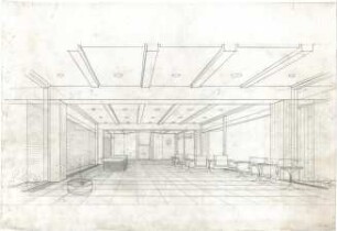 Schneider - Esleben, Paul; Düsseldorf, ARAG - Platz 1 (ehem. Brehmstr. 110); ARAG - Stufenhochhaus, Allgemeine Versicherungs-AG, Hauptverwaltung - Hochhaus, EG: Eingangshalle (Perspektive)