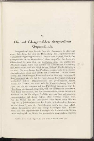 V. Die auf Glasgemälden dargestellten Gegenstände.