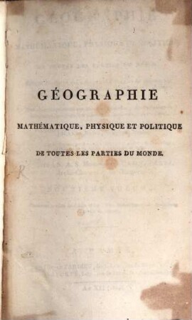 Géographie mathematique, physique et politique de toutes les parties du monde, 12
