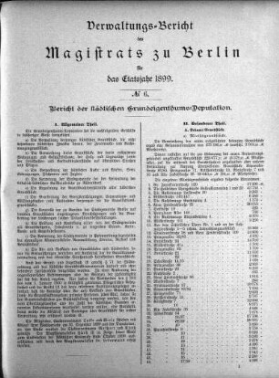 No. 6. Bericht der städtischen Grundeigenthums-Deputation