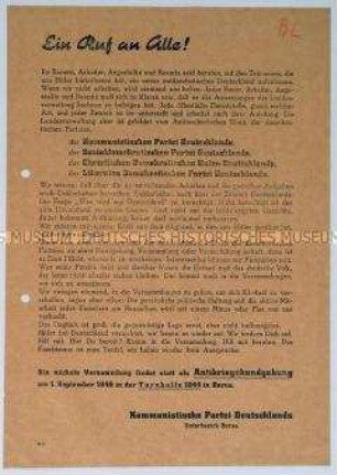 Aufruf der KPD Borna zu einer Antikriegskundgebung