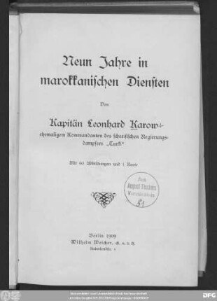Neun Jahre in marokkanischen Diensten