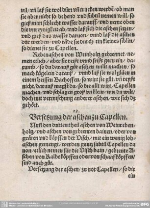 23. Versetzung der aschen zu Capellen.