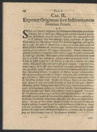 Cap. II. Exponet Originem sive Institutionem Montium Pietatis.