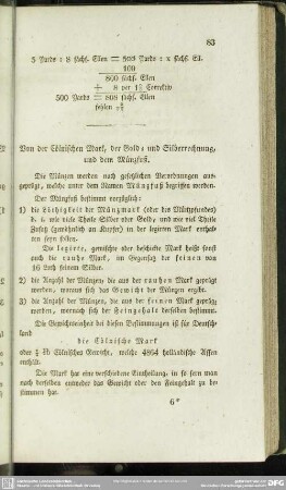 Von der Cölnischen Mark, der Gold- und Silberrechnung, und dem Münzfuß