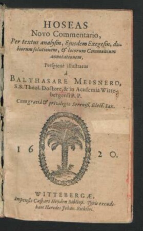 Hoseas : Novo Commentario Per textus analysin, Eiusdem Exegesin, dubiorum solutionem, & locorum Communium annotationem, Perspicue illustratus