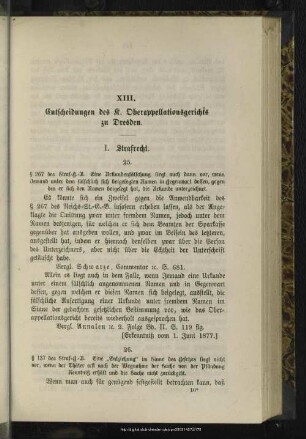XIII. Entscheidungen des K. Oberappellationsgerichts zu Dresden