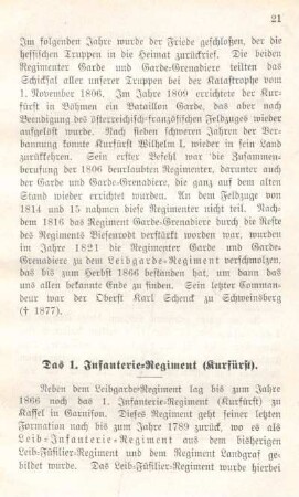 Das 1. Infanterie-Regiment (Kurfürst).