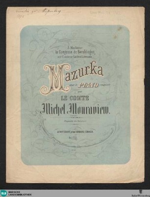 Mazurka pour le piano : composée par Michel Mouraview