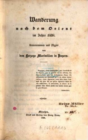 Wanderung nach dem Orient im Jahre 1838