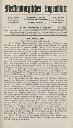 Nr. 15. Rostock, Sonntag, den 18. März 1917.