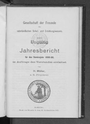 1898/99(1899): Jahresbericht // Gesellschaft der Freunde des Vaterländischen Schul- und Erziehungswesens