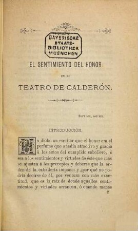 El sentimiento del honor en el teatro de Calderón