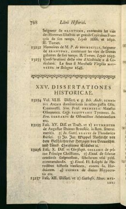 XXV. Dissertationes Historicae