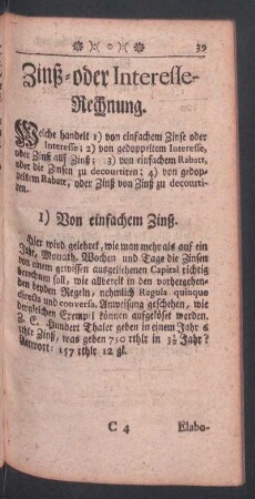 Zinß- oder Interesse-Rechnung