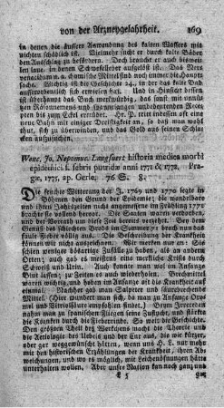 Historia medica morbi epidemici sive febris putridae anni 1771 et 1772.