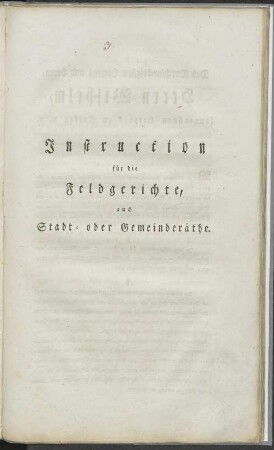 Instruction für die Feldgerichte, auch Stadt- oder Gemeinderäthe [Des Durchlauchtigsten Herzogs und Herrn, Herrn Wilhelm Souveränen Herzogs zu Nassau etc. etc.]