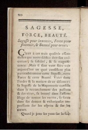 Sagesse, Force, Beauté