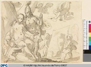 Die Malerei, von Minerva beschützt