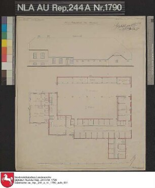 Platzgebäude Jan Ottenland bei Jemgum: Ansicht, Grundriss