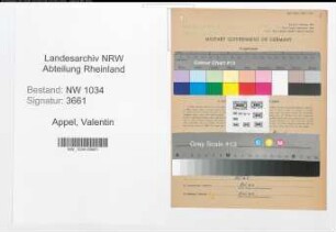 Entnazifizierung Valentin Appel , geb. 06.10.1911 (Oberfeldwebel)