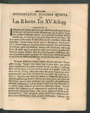 Dissertatio Decima Quinta Ad Lib. II. Instit. Tit. XV. & seqq.