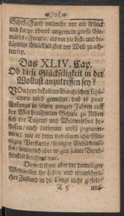Das XLIV. Cap. Ob diese Glückseligkeit in der Wollust anzutreffen sey?