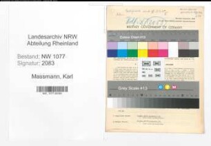 Entnazifizierung Karl Massmann , geb. 26.08.1891 (Polizist)