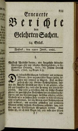 24 Stück. Rostock, den 12ten Junii, 1766