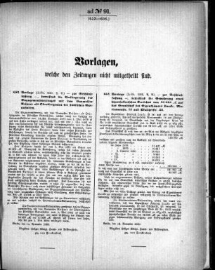 Anlage: ad No. 91. (653-656.), Vorlagen, welche den Zeitungen nicht mitgetheilt sind