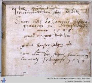 Autogramm "geheret hanßen alger alt" (UB Freiburg, O 1906,c)