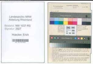 Entnazifizierung Erich Hoecker , geb. 25.10.1907 (Reg.Inspektor)