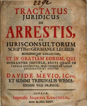 Tractatus iur. de arrestis