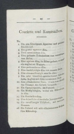 Couriosa und Kunstsachen.