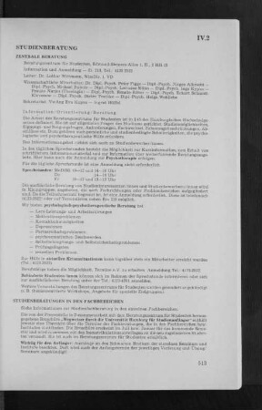 IV.2 Studienberatung