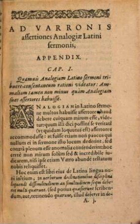 Ad M. Ter. Varronis assertiones analogiae sermonis latini Appendix