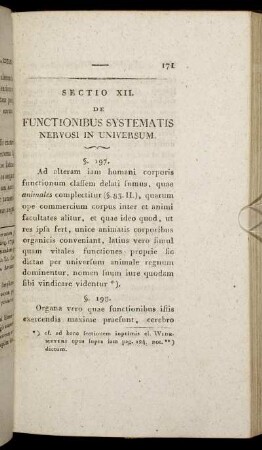 Sectio XII. De Functionibus Systematis Nervosi in universum