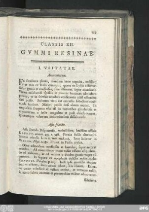 Classis XII. Gummi Resinae.