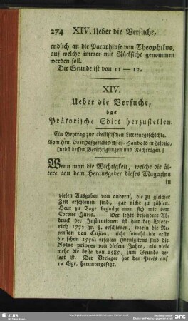 XIV. Ueber die Versuche, das Prätorische Edict herzustellen