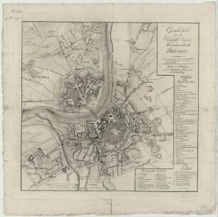 Grundriß von der Churfürstl. Sächs Residentzstadt Dresden, 1:11 000, Kupferstich, 1804 : Lehmann, Johann Georg: Grundriß von der Churfürstl. Sächs Residentzstadt Dresden [Maßstab ca. 1 : 11 000]. Pirna, Dresden 1804. 34,9 x 33,8 cm [Kupferstich]