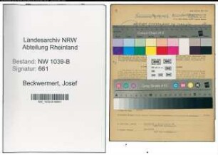 Entnazifizierung Josef Beckwermert , geb. 30.01.1900 (Referent)