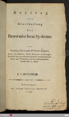 Beytrag zur Beurtheilung des Brownischen Systems