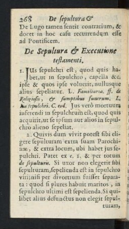De Sepultura & Executione testamenti