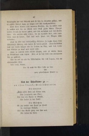 Lied der Schulkinder zu -
