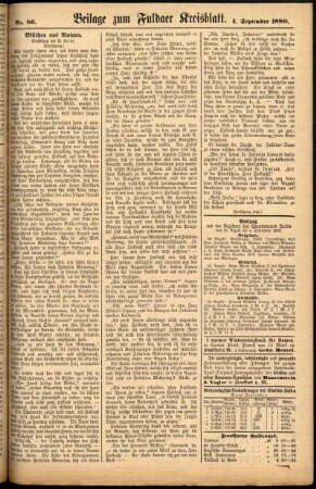 Zweite Ausgabe vom Samstag, den 04. September 1880.