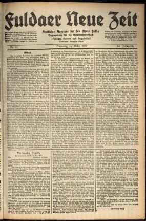 Ausgabe vom Dienstag, den 14. März 1922.