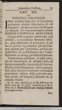 Cap. XIII. De Febribus Continuis