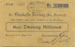 Notgeld - 20 Mill. Mark